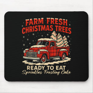 Retro Farm Fresh Debbie Christmas Cake Red Truck H Mouse Pad