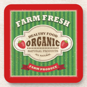 Retro Farm Fresh Poster Design Coaster