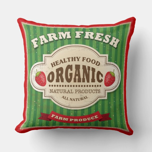 Retro Farm Fresh Poster Design Cushion (Front)