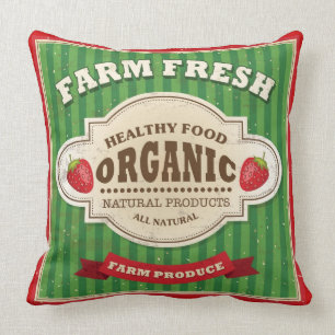 Retro Farm Fresh Poster Design Cushion