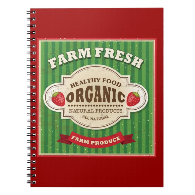 Retro Farm Fresh Poster Design Notebook (Front)