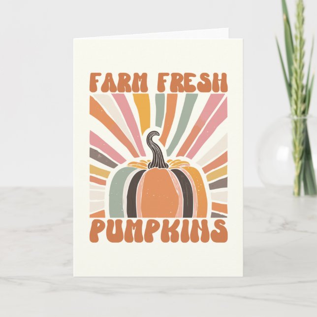 Retro Farm Fresh Pumpkins Card (Front)