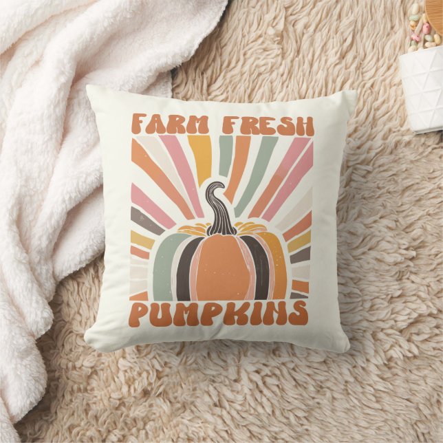 Retro Farm Fresh Pumpkins Cushion (Blanket)