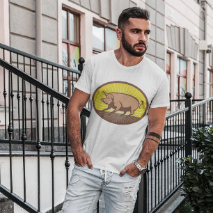 Retro Farm Pig with Sunburst  T-Shirt