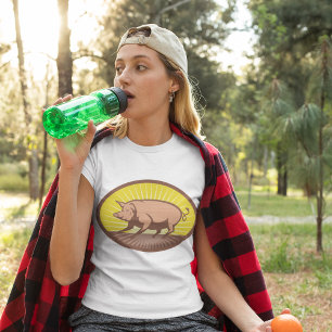 Retro Farm Pig with Sunburst T-Shirt