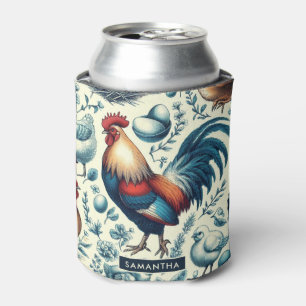 Retro Farm Rooster Pattern Can Cooler