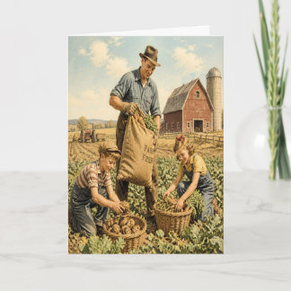 Retro Farm Scene Father's Day Card