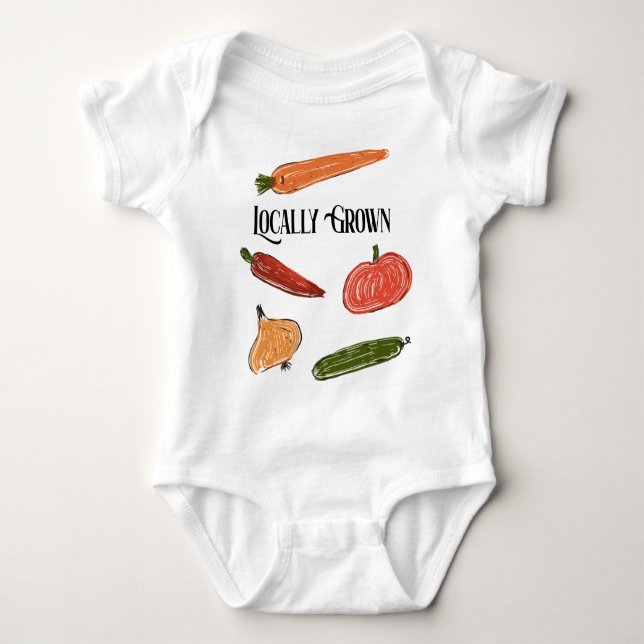 Retro Farmer's Market Locally Grown Baby Shower Bodysuit (Front)
