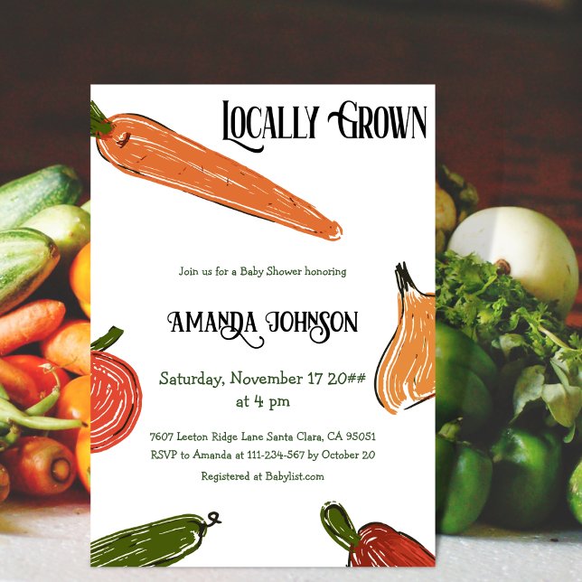 Retro Farmer's Market Locally Grown Baby Shower Invitation (Creator Uploaded)