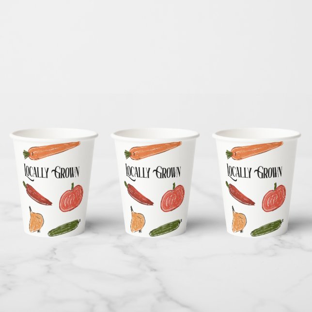 Retro Farmer's Market Locally Grown Baby Shower Paper Cups (Multi)