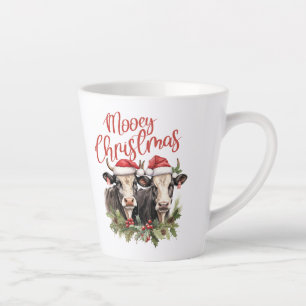 Retro farmhouse Christmas two cows mooey animals Latte Mug