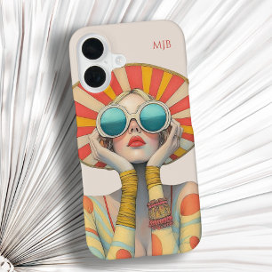 Retro Fashion Glamor Model with Monogram iPhone 16 Case