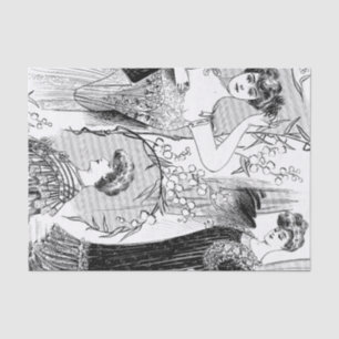 Retro fashion illustration collage tissue paper