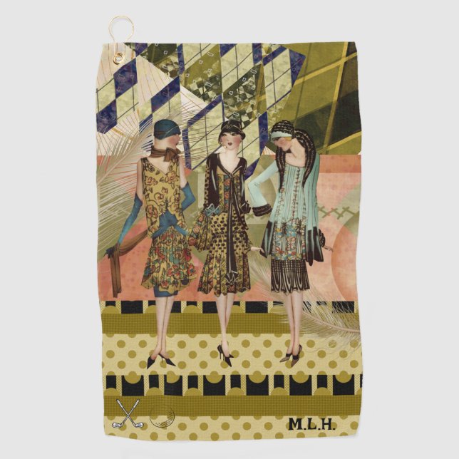 Retro Fashion Ladies Personalised Golf Towel (Front)