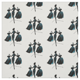 Retro Fashionista Silhouette Fabric