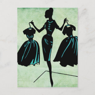 Retro Fashionista Silhouette Postcard