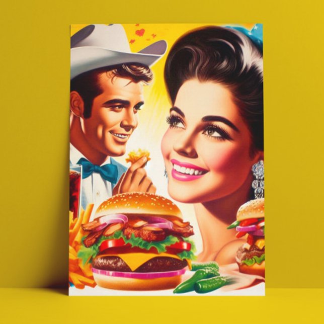 Retro Fast Food Couple Postcard (Creator Uploaded)