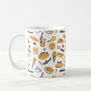 Retro Fast Food Hand Drawn Sketch Pattern Coffee Mug