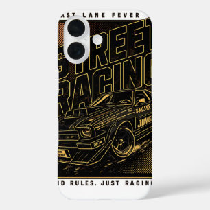 Retro Fast Lane Fever Sports Car Art iPhone 16 Case