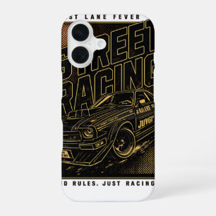 Retro Fast Lane Fever Sports Car Art iPhone 16 Case
