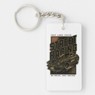 Retro Fast Lane Fever Sports Car Art Key Ring