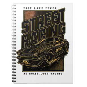 Retro Fast Lane Fever Sports Car Art Notebook