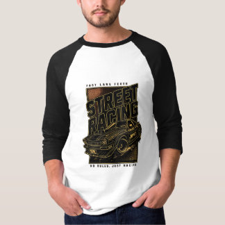 Retro Fast Lane Fever Sports Car Art T-Shirt