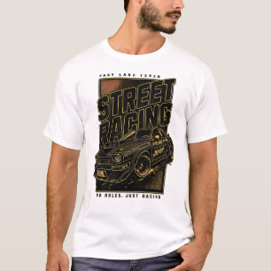 Retro Fast Lane Fever Sports Car Art T-Shirt