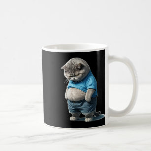Retro Fat Kitten Tee Funny Cat Rolling Fatties  Coffee Mug