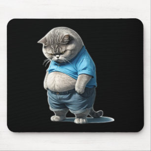 Retro Fat Kitten Tee Funny Cat Rolling Fatties Mouse Pad