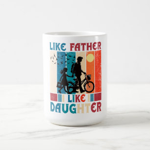 Retro Father‑Daughter Cycling Bond Illustration Coffee Mug