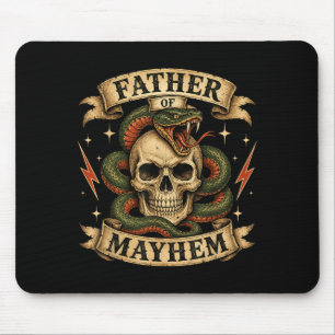 Retro Father Of Mayhem Tough Skull Biker Dad Mouse Pad