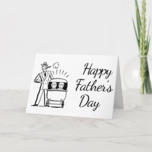Retro Father's Day Dad and Two Babies Card