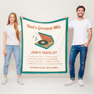 Retro Father's Day "Dad's Greatest Hits" Custom  Fleece Blanket