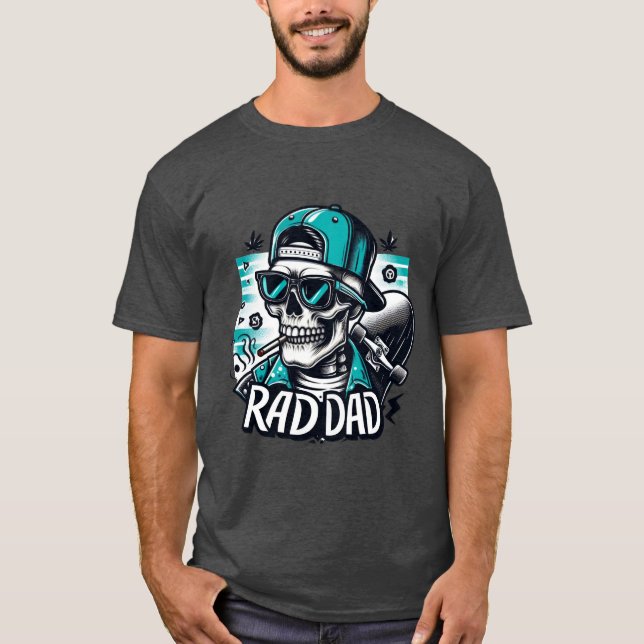 Retro Father's Day Funny Rad Dad Skeleton  T-Shirt (Front)