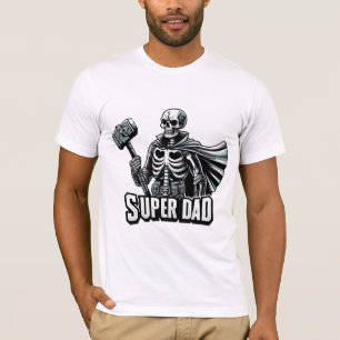 Retro Father's Day Funny Super Dad Skeleton  T-Shirt
