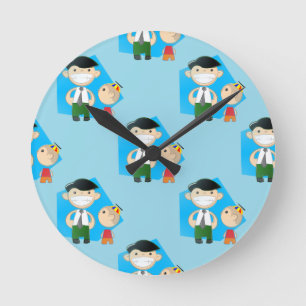 retro fathers day round clock