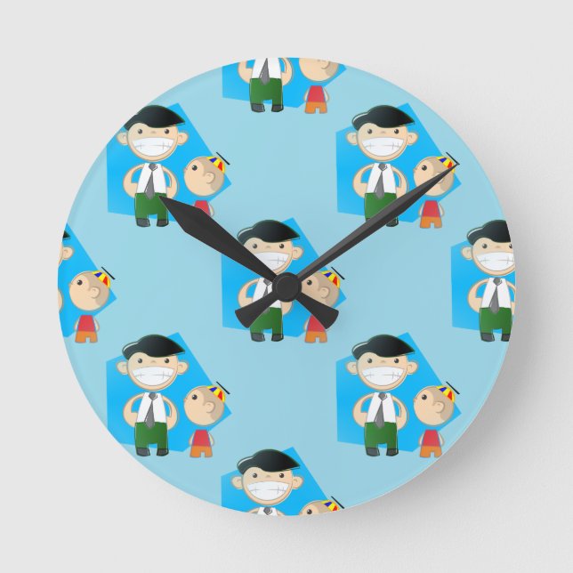 retro fathers day round clock (Front)