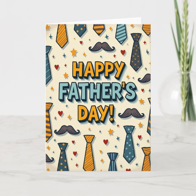 Retro Fathers Day Ties Card (Front)