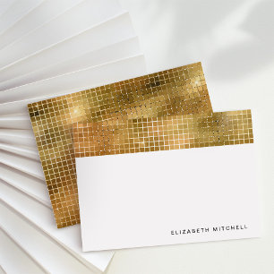 Retro Faux Gold Disco Ball Mirror   Monogram Card