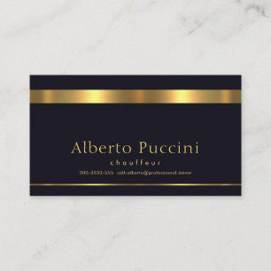 Retro Faux Gold Stripe Minimalist Chauffeur Business Card