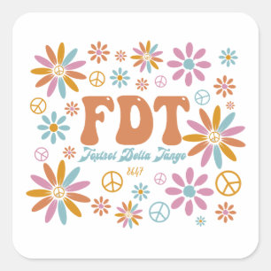 Retro FDT Foxtrot Delta Tango Square Sticker