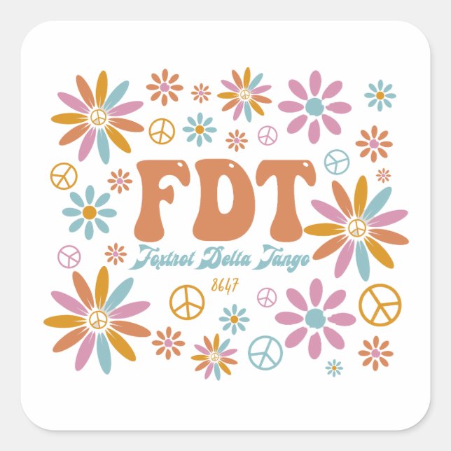 Retro FDT Foxtrot Delta Tango Square Sticker (Front)