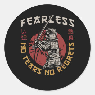 Retro Fearless Samurai - Samurai Quote Classic Round Sticker