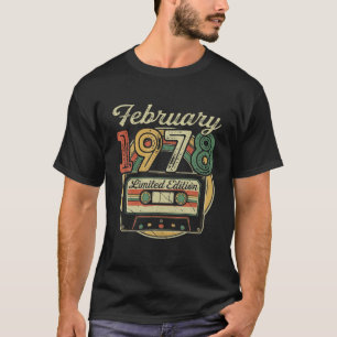 Retro February 1978 Cassette Tape 44Th Birthday De T-Shirt