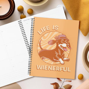 Retro Fedora Dachshund "Life is Wienerful" Cute Planner