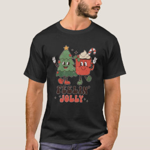 Retro Feeling Jolly Christmas Tree Hot Cocoa Match T-Shirt