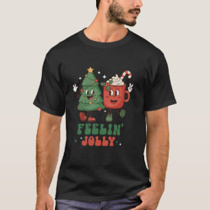 Retro Feeling Jolly Christmas Tree Hot Cocoa Match T-Shirt