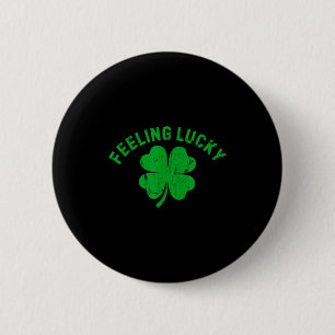 Retro feeling lucky shamrock st patricks day 6 cm round badge