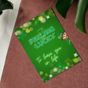  Retro Feeling Lucky St Patrick's Day Holiday Card